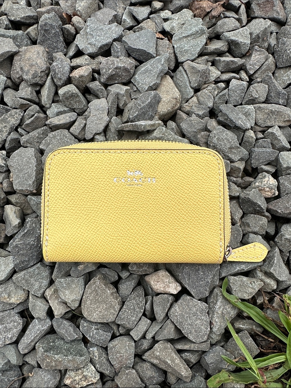 Coach Yellow Leather Zip Card Wallet
